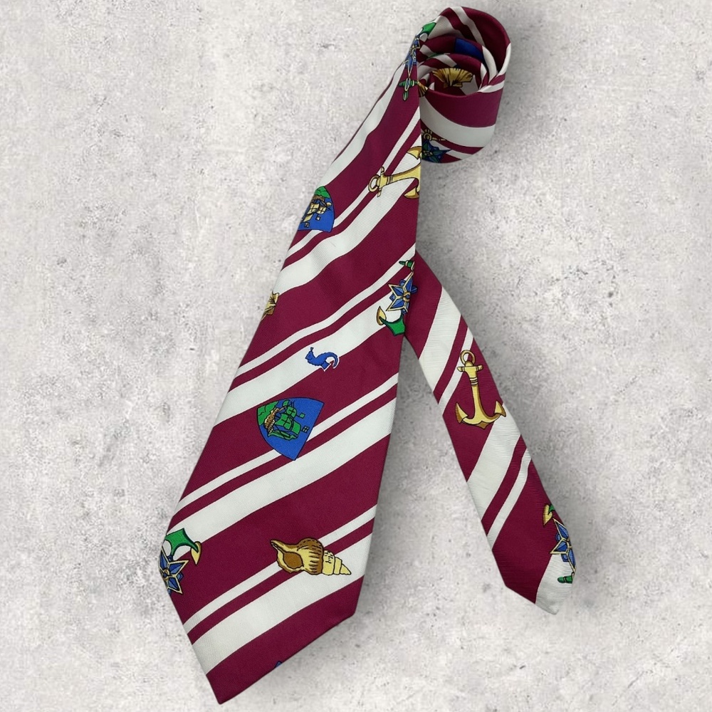 JACOMO Red/White Striped Silk LUXURY Tie FRANCE